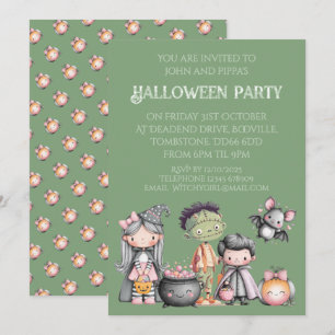 Whimsical Childrens Halloween-Party Einladung