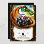 Whimsical Children's Monster Truck Geburtstag Einladung (Vorne/Hinten)