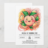 Whimsical Children's Peach Birthday Einladung (Vorne/Hinten)