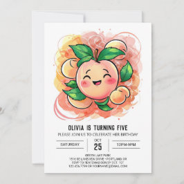 Whimsical Children's Peach Birthday Einladung