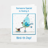 Whimsical Child's Blue Birthday Card Karte (Vorderseite)