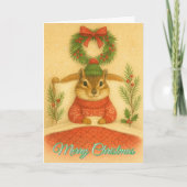 Whimsical  Chipmunk Christmas Greeting Card Feiertagskarte (Vorderseite)