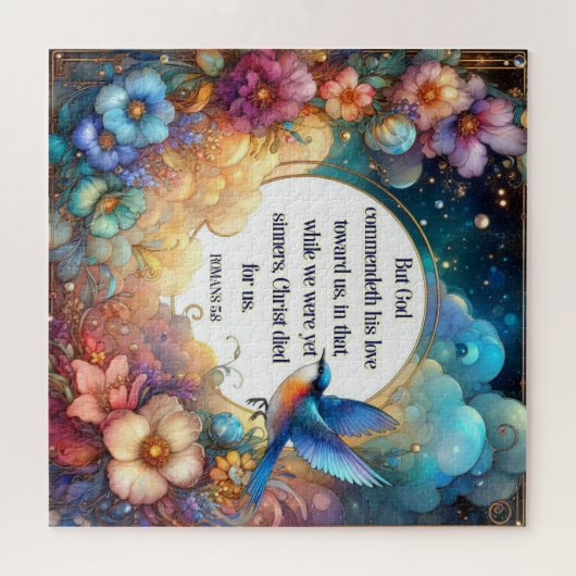 Whimsical Christlich Scripture Verse Floral Puzzle (Horizontal)