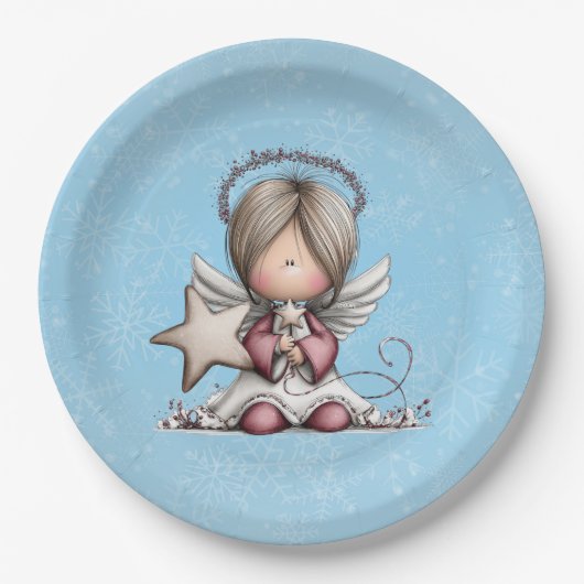 Whimsical Christmas Angel Pappteller (Vorderseite)