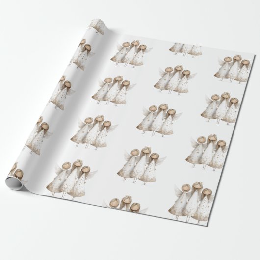 Whimsical Christmas Angels Wrapping Paper Geschenkpapier (Ungerollt)