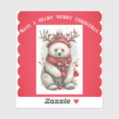 Whimsical Christmas Bear Quote Playful Quirky Cute Aufkleber (Blatt)