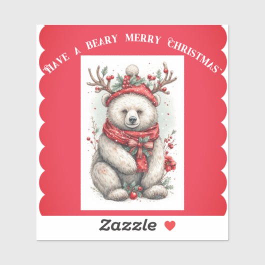Whimsical Christmas Bear Quote Playful Quirky Cute Aufkleber (Blatt)