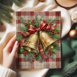 Whimsical Christmas bells decoupage paper red Seidenpapier