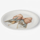 Whimsical Christmas Bow Paper Plates Pappteller (Schrägansicht)