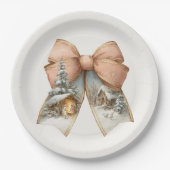 Whimsical Christmas Bow Paper Plates Pappteller (Vorderseite)