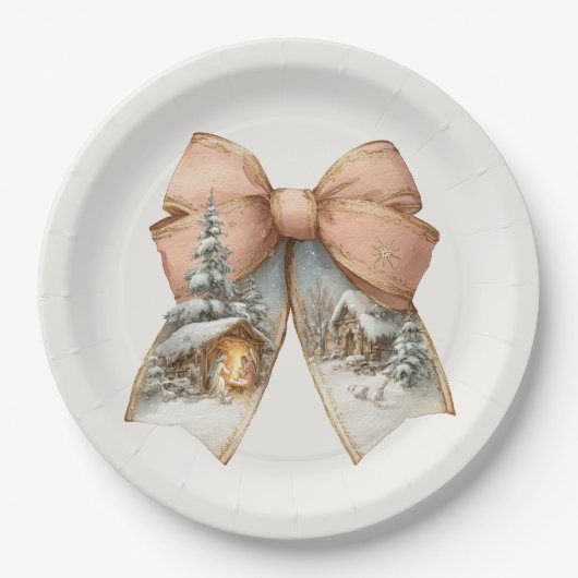 Whimsical Christmas Bow Paper Plates Pappteller (Vorderseite)
