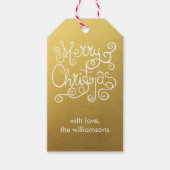 Whimsical Christmas Calligraphy Elegant Swirl Gold Geschenkanhänger (Vorderseite)