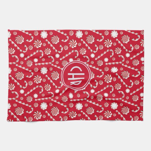 Whimsical Christmas Candy Cane Geschirrtuch (Horizontal)