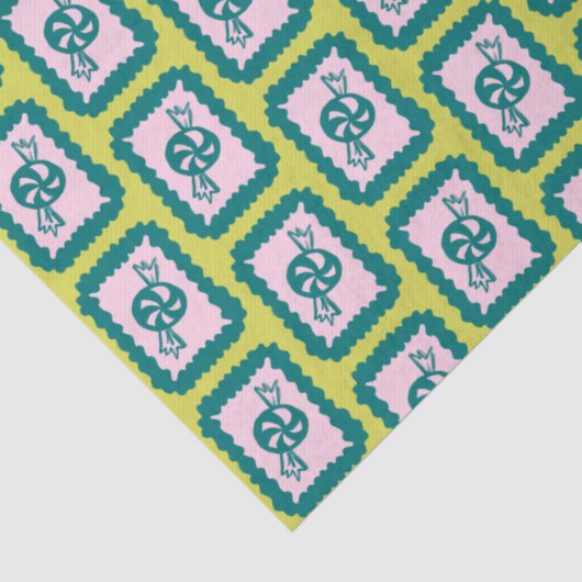 Whimsical Christmas Candy Cute Bright Holiday Seidenpapier (Detail)