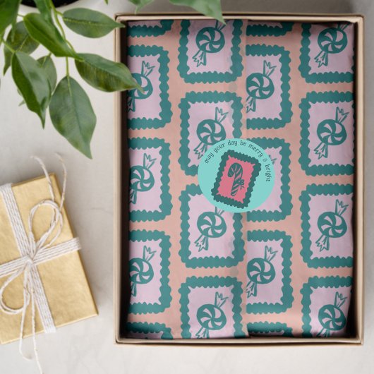 Whimsical Christmas Candy Cute Bright Holiday Seidenpapier