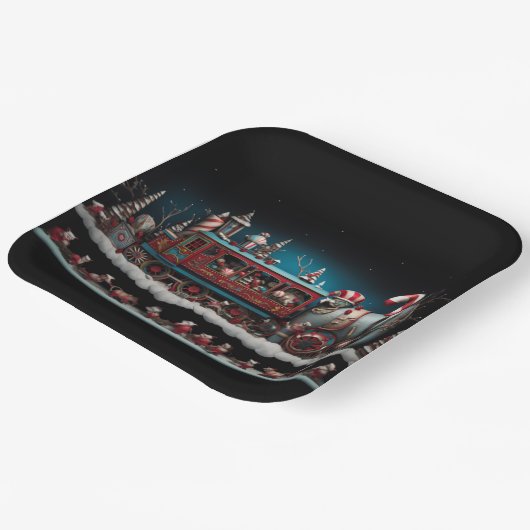 Whimsical Christmas Candy Train 1 Pappteller (Gewinkelt)