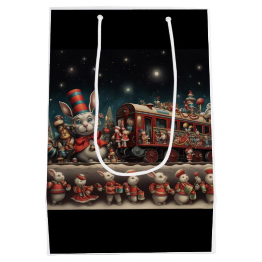 Whimsical Christmas Candy Train 2 Mittlere Geschenktüte (Rückseite)