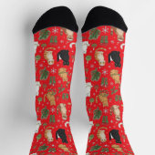 Whimsical Christmas Cat Pattern Socks  Socken (Oben)