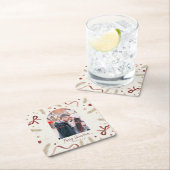 Whimsical Christmas Coaster – Custom Photo Space Rechteckiger Pappuntersetzer (Vor Ort)
