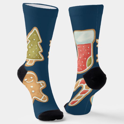 Whimsical Christmas Cookie Icons Socken (Gewinkelt)
