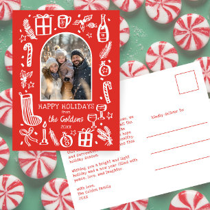 Whimsical Christmas Cute Custom Arch FOTO Feiertagspostkarte