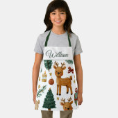 Whimsical Christmas Deer | Custom Name Kids Apron Schürze (Insitu)