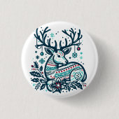Whimsical Christmas Deer Vector Clipart - Festive Button (Vorderseite)