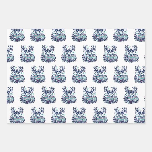 Whimsical Christmas Deer Vector Clipart - Festive Geschenkpapier Set (Vorderseite 3)