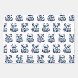 Whimsical Christmas Deer Vector Clipart - Festive Geschenkpapier Set