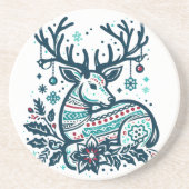 Whimsical Christmas Deer Vector Clipart - Festive Getränkeuntersetzer (Vorne)