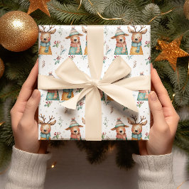 Whimsical Christmas Deers – Geschenkpapier