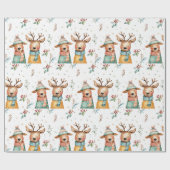 Whimsical Christmas Deers – Geschenkpapier (Flach)