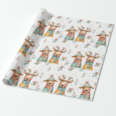 Whimsical Christmas Deers – Geschenkpapier (Ungerollt)
