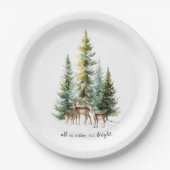 Whimsical Christmas Deers in Forest Paper Plates Pappteller (Vorderseite)