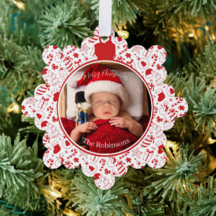 Whimsical-Christmas-Doodle-Art-Schmuck-Foto Ornament Karte