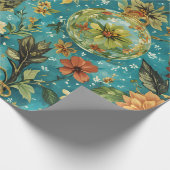 Whimsical Christmas Floral Fantasy Pattern – Festi Geschenkpapier (Ecke)