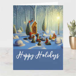 Whimsical Christmas Forest Scene XL Faltkarte Karte