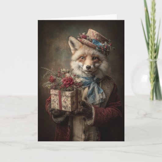 Whimsical Christmas Fox Feiertagskarte (Vorderseite)