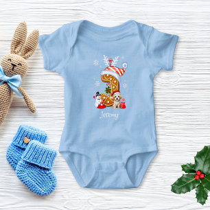 Whimsical Christmas Gingerbread Letter J Boy Baby Strampler
