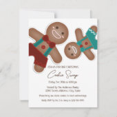 Whimsical Christmas Gingerbrot Cookie Swap Party Einladung (Vorderseite)