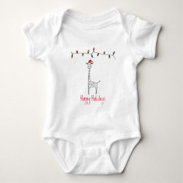 Whimsical Christmas Giraffe Baby Strampler