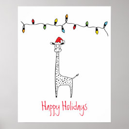 Whimsical Christmas Giraffe Poster