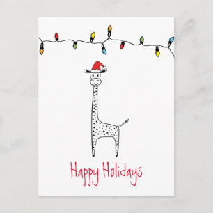 Whimsical Christmas Giraffe Postkarte