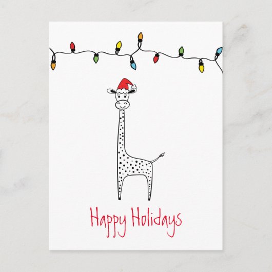 Whimsical Christmas Giraffe Postkarte (Vorderseite)