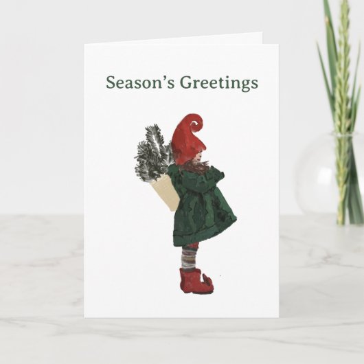 Whimsical Christmas Gnome Card - festlicher Gruß Karte (Vorderseite)