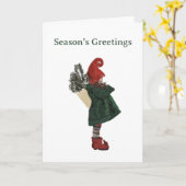 Whimsical Christmas Gnome Card - festlicher Gruß Karte (Gelbe Blume)