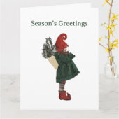 Whimsical Christmas Gnome Card - festlicher Gruß Karte (Gelbe Blume)