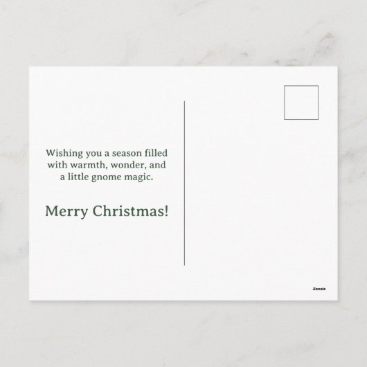 Whimsical Christmas Gnome Postcard - Gruß Feiertagspostkarte (Rückseite)