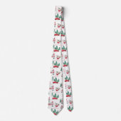 Whimsical Christmas Gnomen Elves Red Farm Truck Krawatte (Vorderseite)