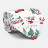 Whimsical Christmas Gnomen Elves Red Farm Truck Krawatte (Gerollt)